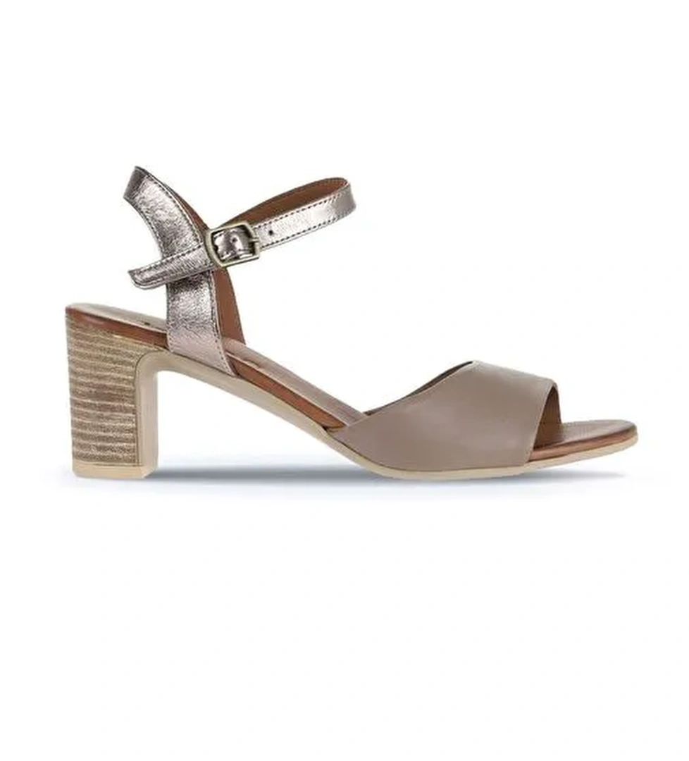 Bueno Shoes Gri Deri Kadın Topuklu Sandalet 01wa8000 - Görsel 1