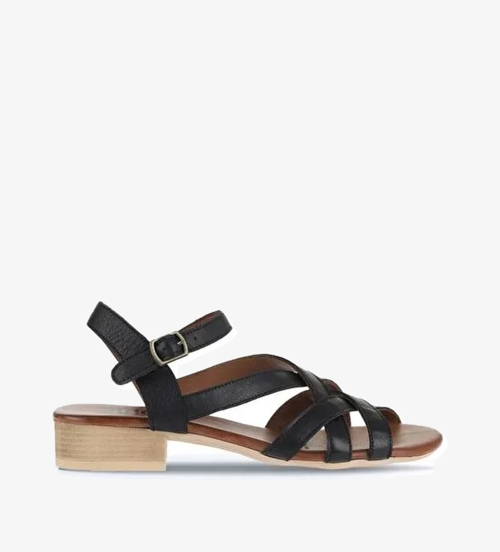 Bueno Shoes Siyah Khv-bej Deri Kadın Sandalet 01wa7300 - Görsel 1