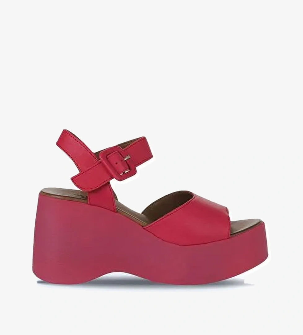 Bueno Shoes Fuşya Deri Kadın Dolgu Topuklu Ayakkabı 01wy9009 - Görsel 1