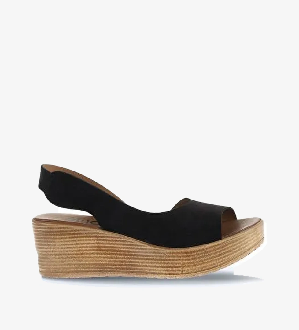 Bueno Shoes Siyah Alf Süet Kadın Dolgu Topuklu Sandalet 01wa4702 - Görsel 1