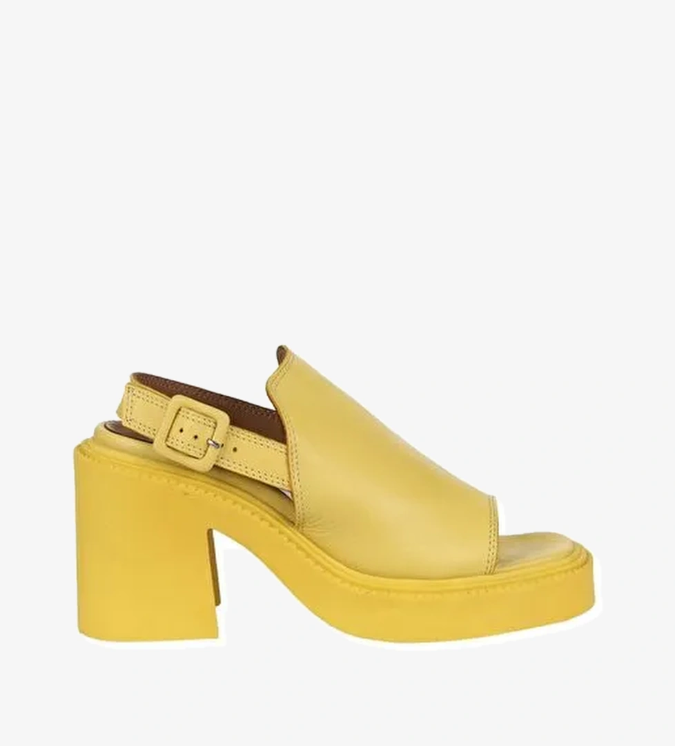 Bueno Shoes Sarı Deri Kadın Topuklu Sandalet 01wy12700 - Görsel 1