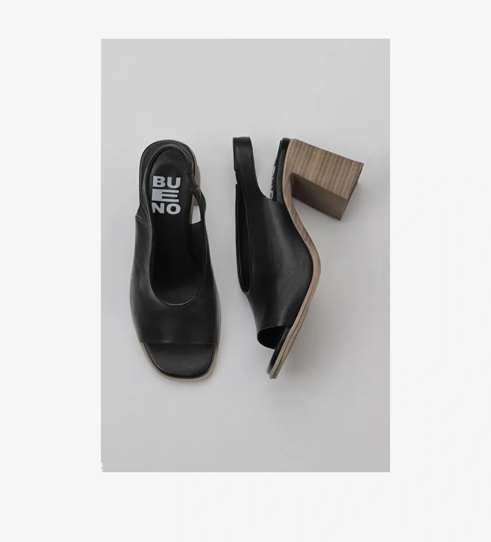 Bueno Shoes Siyah Deri Kadın Topuklu Sandalet 01wy3706 - Görsel 1