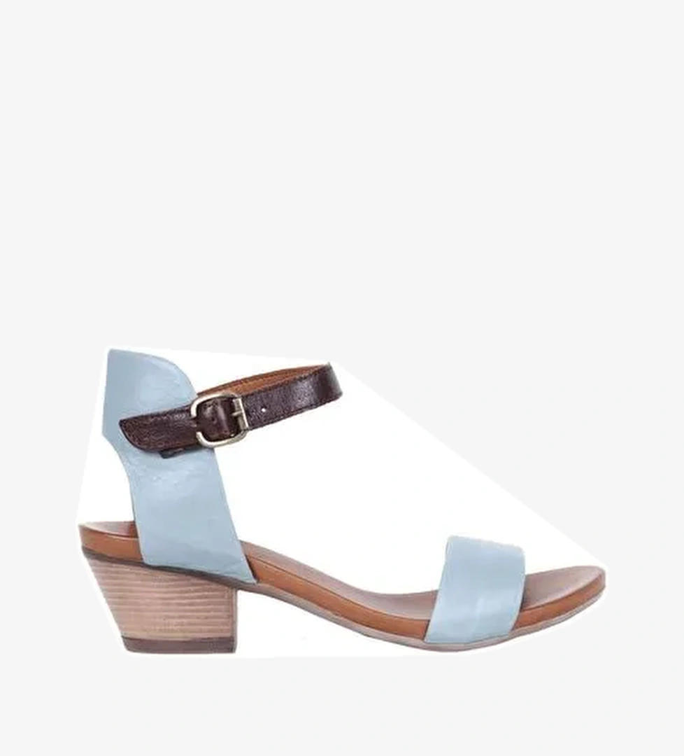 Bueno Shoes Mavi Deri Kadın Topuklu Sandalet 01wj1802 - Görsel 1