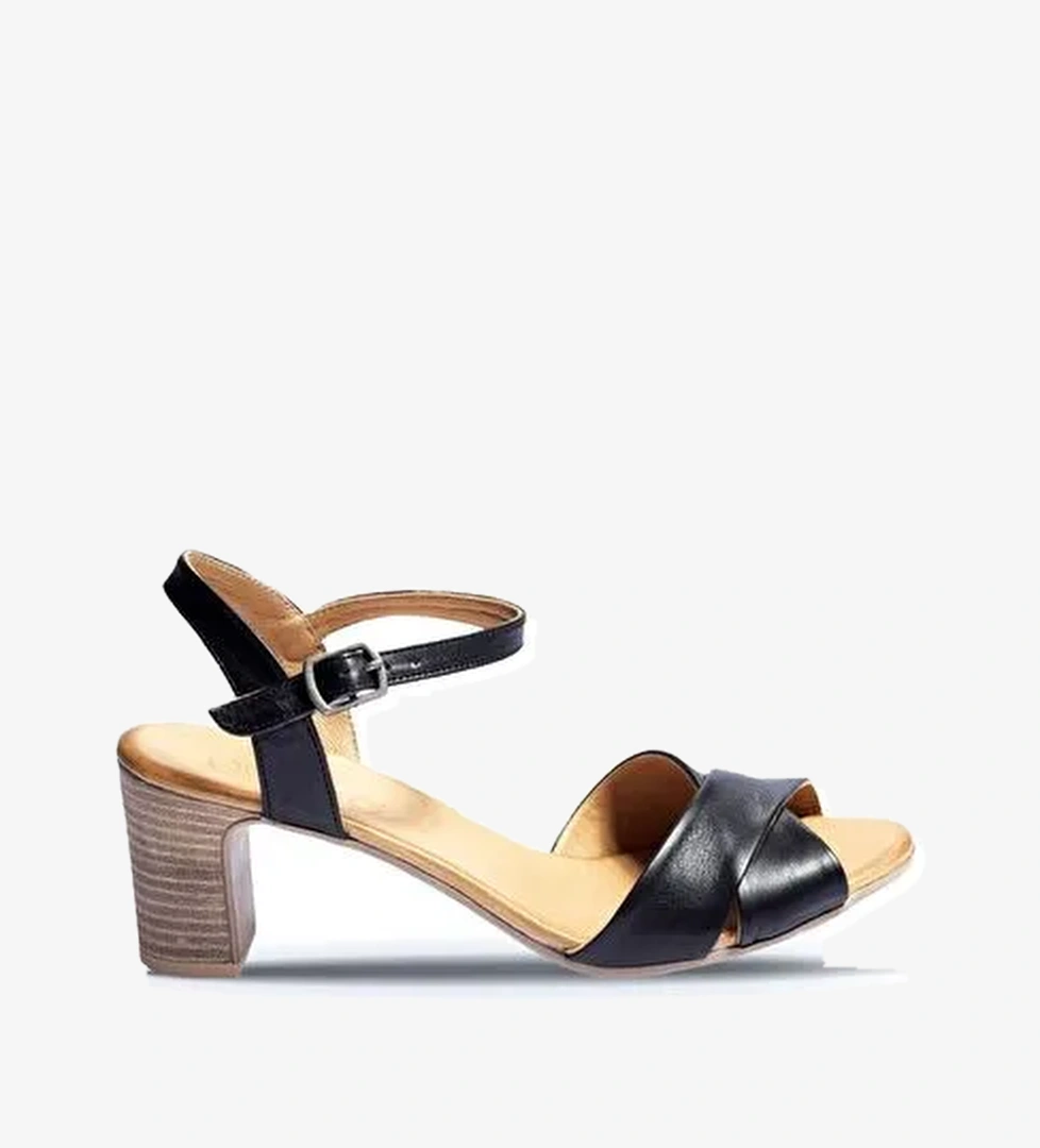 Bueno Shoes Siyah Deri Kadın Topuklu Sandalet 01wn1501 - Görsel 1