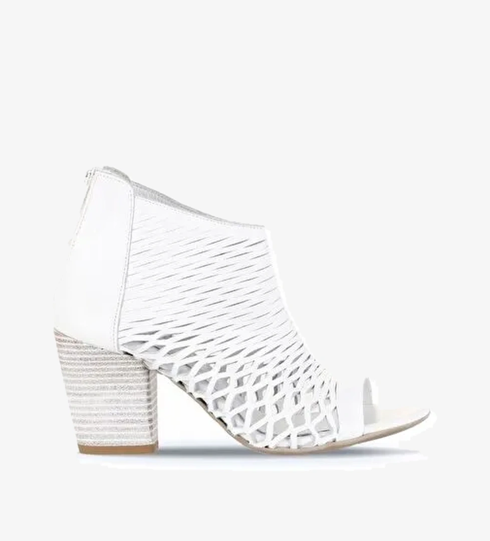 Bueno Shoes Beyaz Deri Kadın Topuklu Sandalet 01wl3700 - Görsel 1