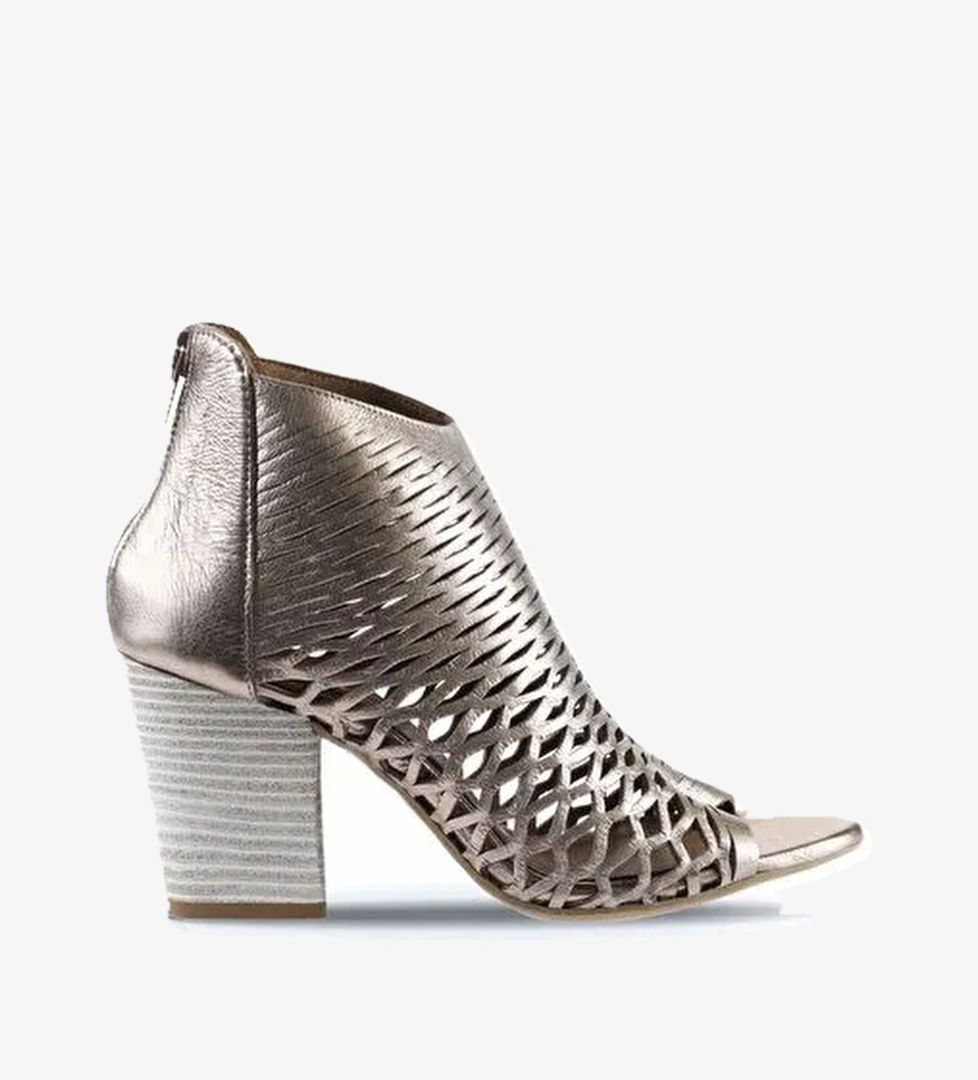 Bueno Shoes Vizon Bej Deri Kadın Topuklu Sandalet 01wl3700 - Görsel 1