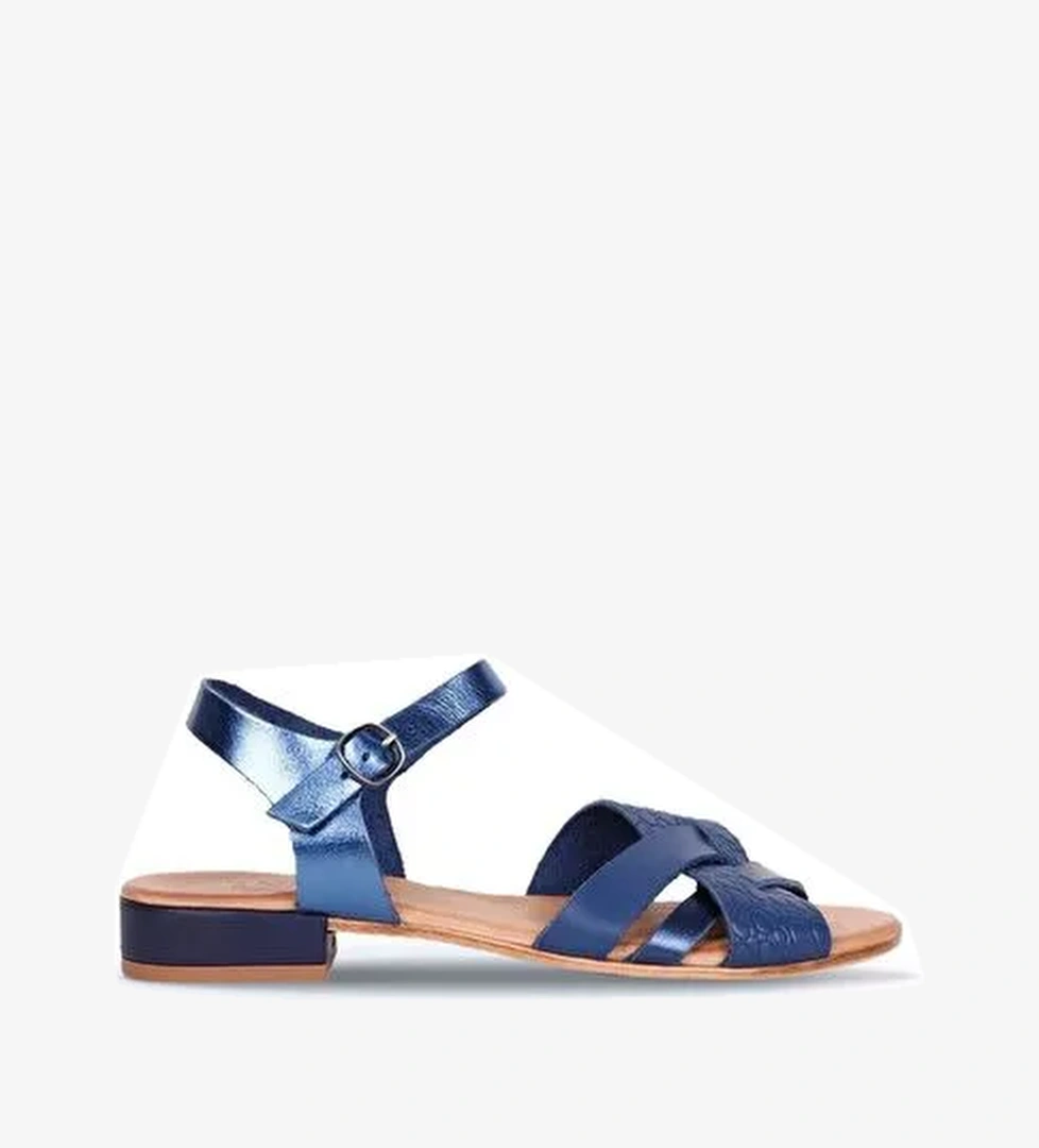 Bueno Shoes Lacivert Deri Kadın Topuklu Sandalet 01ws6106 - Görsel 1