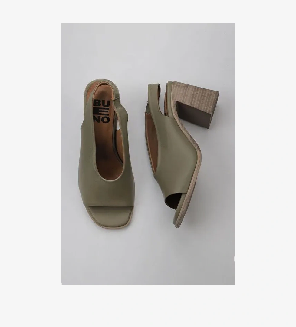 Bueno Shoes Yeşil Deri Kadın Topuklu Sandalet 01wy3706 - Görsel 1