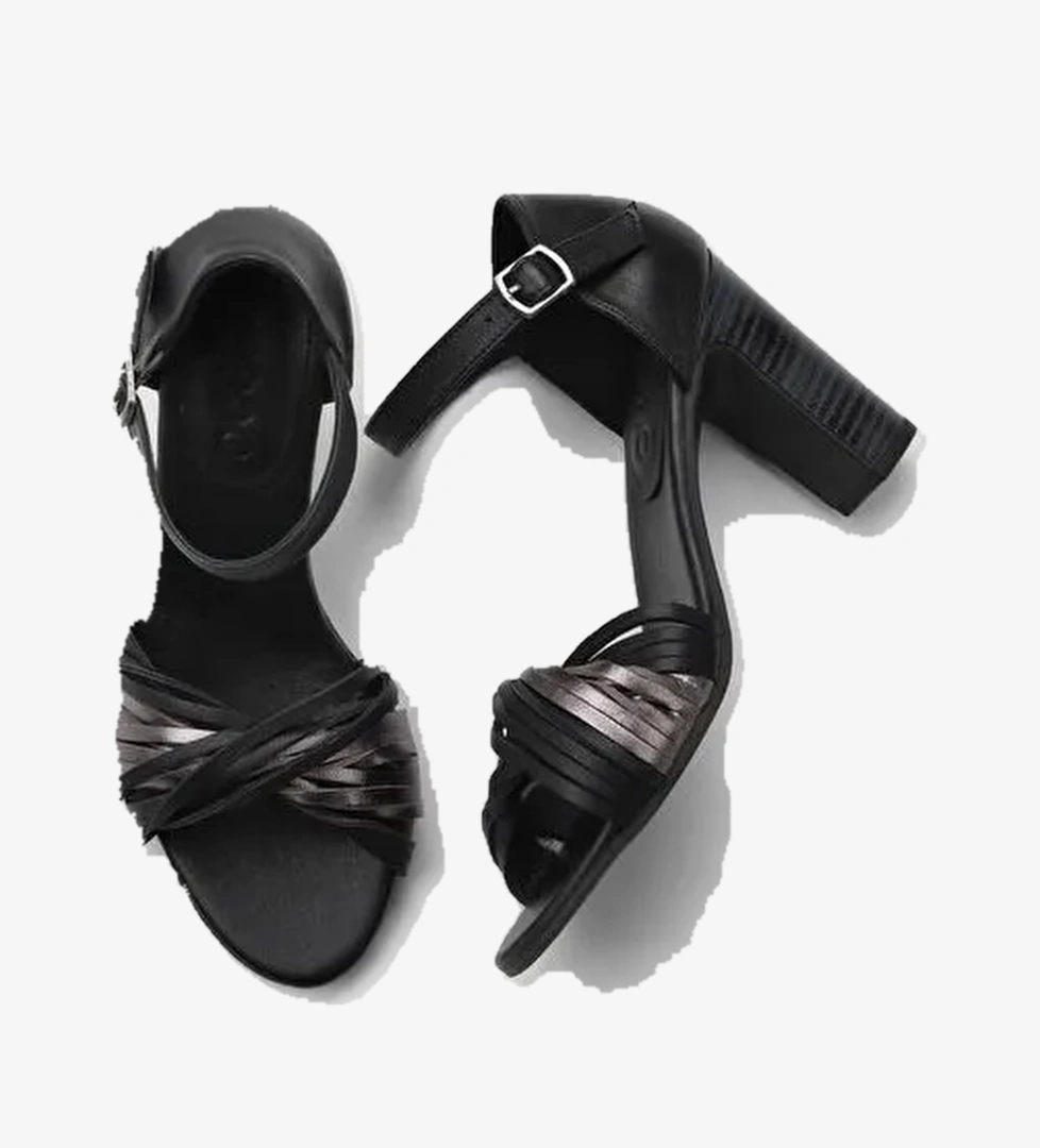 Bueno Shoes Siyah Multi Deri Kadın Topuklu Sandalet 01wn4319 - Görsel 1