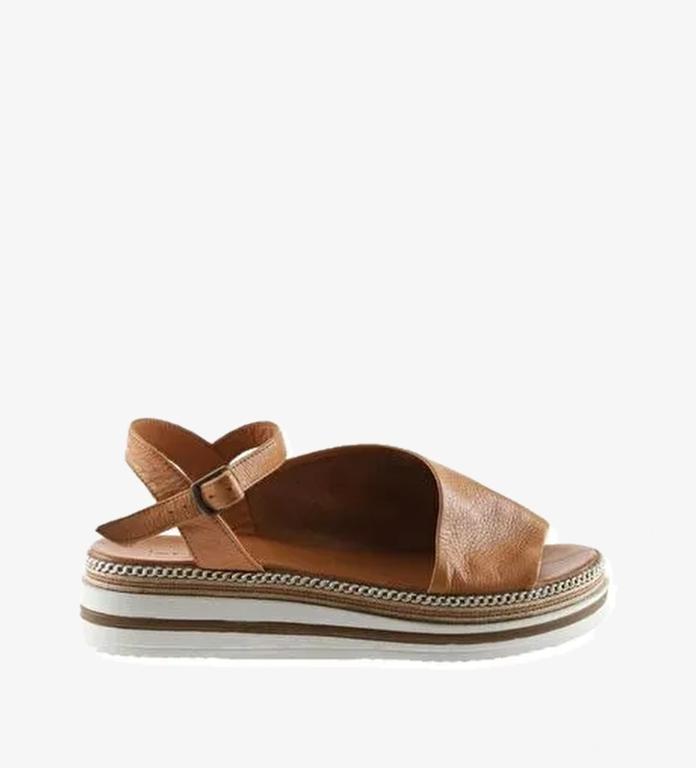 Bueno Shoes Taba Deri Kadın Dolgu Topuklu Sandalet 01ws4203 - Görsel 1