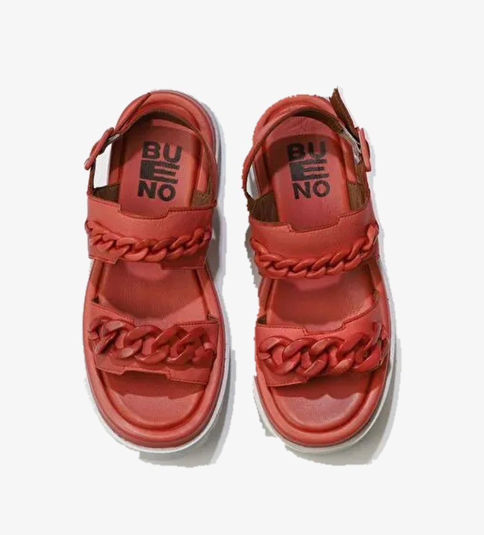 Bueno Shoes Mercan Deri Kadın Dolgu Topuklu Sandalet 01wu7300 - Görsel 1