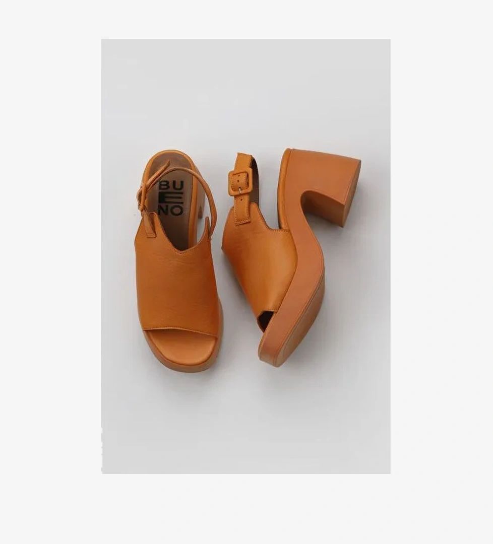 Bueno Shoes Turuncu Deri Kadın Topuklu Sandalet 01wy12208 - Görsel 1