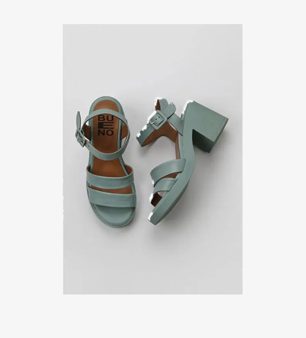 Bueno Shoes Yeşil Açık Deri Kadın Topuklu Sandalet 01wy12506 - Görsel 1