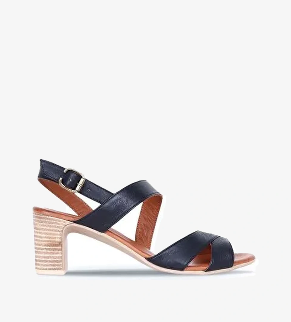 Bueno Shoes Siyah Khv-bej Deri Kadın Topuklu Sandalet 01wq8503 - Görsel 1