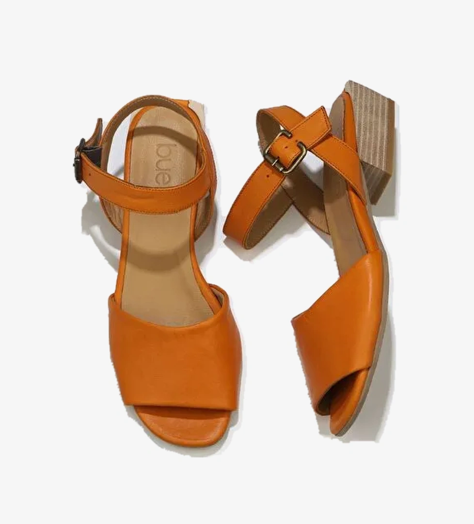 Bueno Shoes Turuncu Deri Kadın Topuklu Sandalet 01ws7504 - Görsel 1