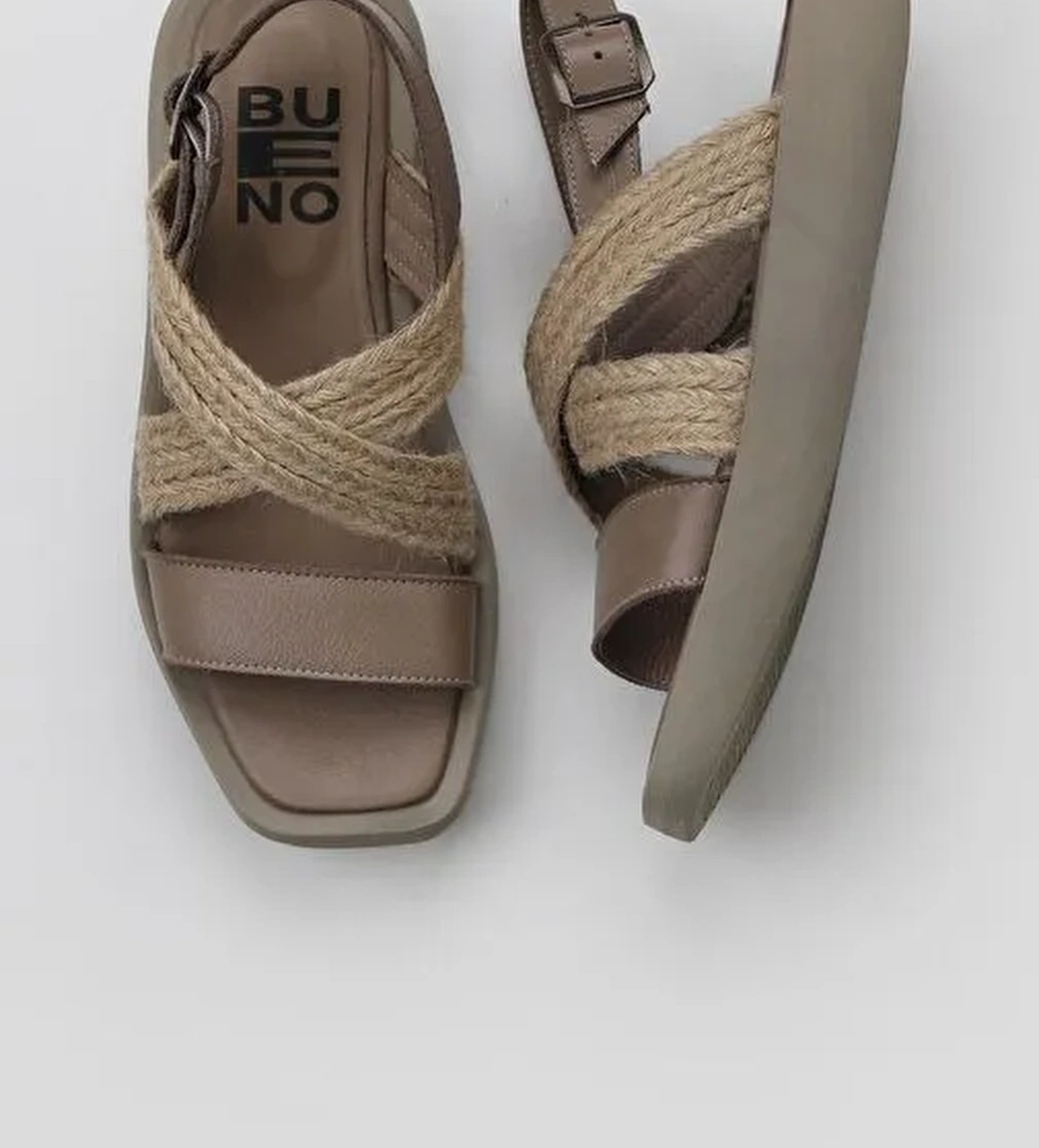 Bueno Shoes Gri Hasır Deri Kadın Sandalet 01wy1011 - Görsel 1