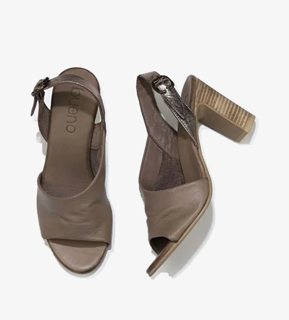 Bueno Shoes Gri Deri Kadın Topuklu Sandalet 01wn4304 - Görsel 1
