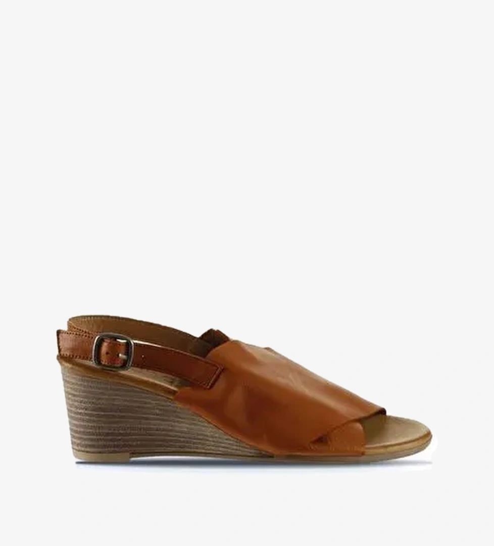 Bueno Shoes Taba Deri Kadın Dolgu Topuklu Sandalet 01wq8603 - Görsel 1