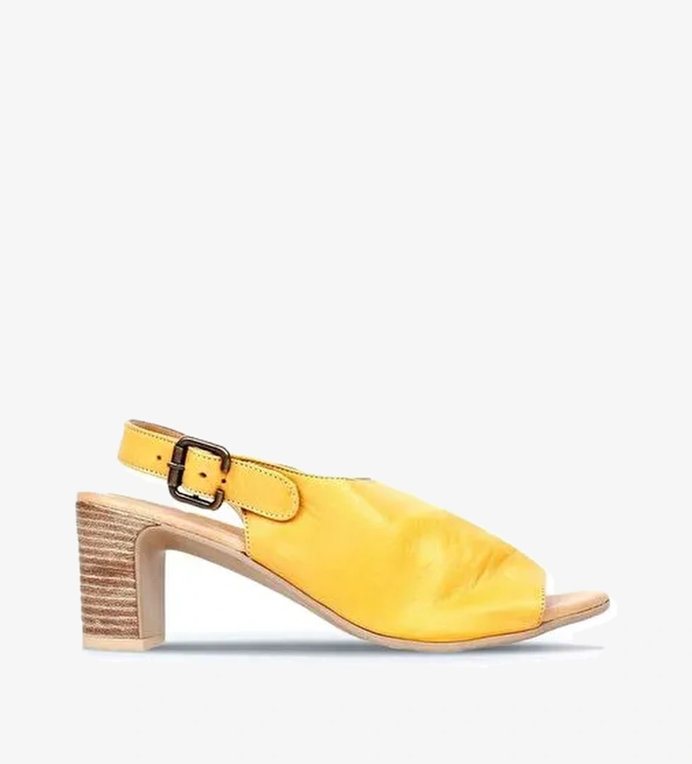 Bueno Shoes Sarı Deri Kadın Topuklu Sandalet 01wn1513 - Görsel 1