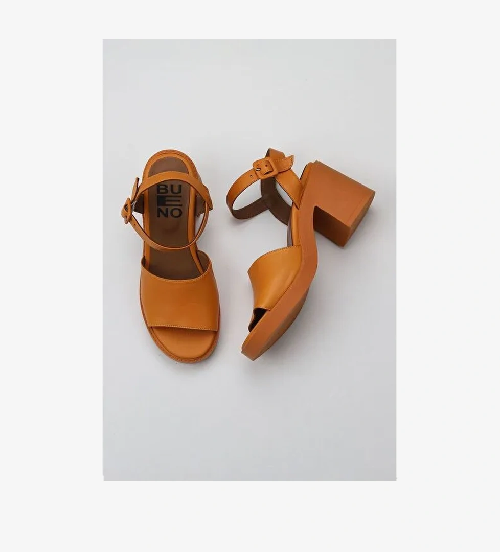 Bueno Shoes Turuncu Deri Kadın Topuklu Sandalet 01wy12502 - Görsel 1
