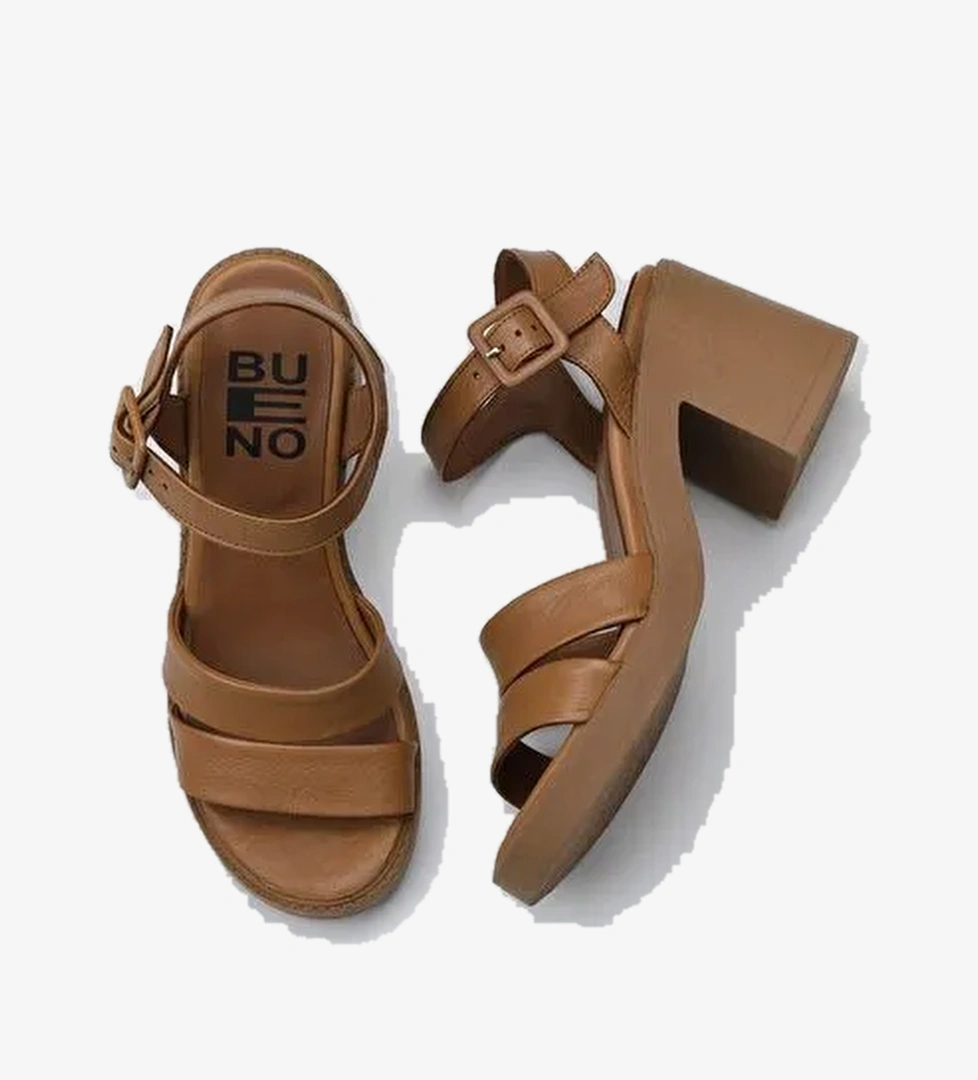 Bueno Shoes Taba Deri Kadın Topuklu Sandalet 01wy12506 - Görsel 1