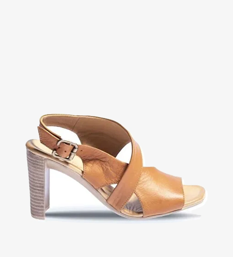 Bueno Shoes Taba Deri Kadın Topuklu Sandalet 01wn4115 - Görsel 1