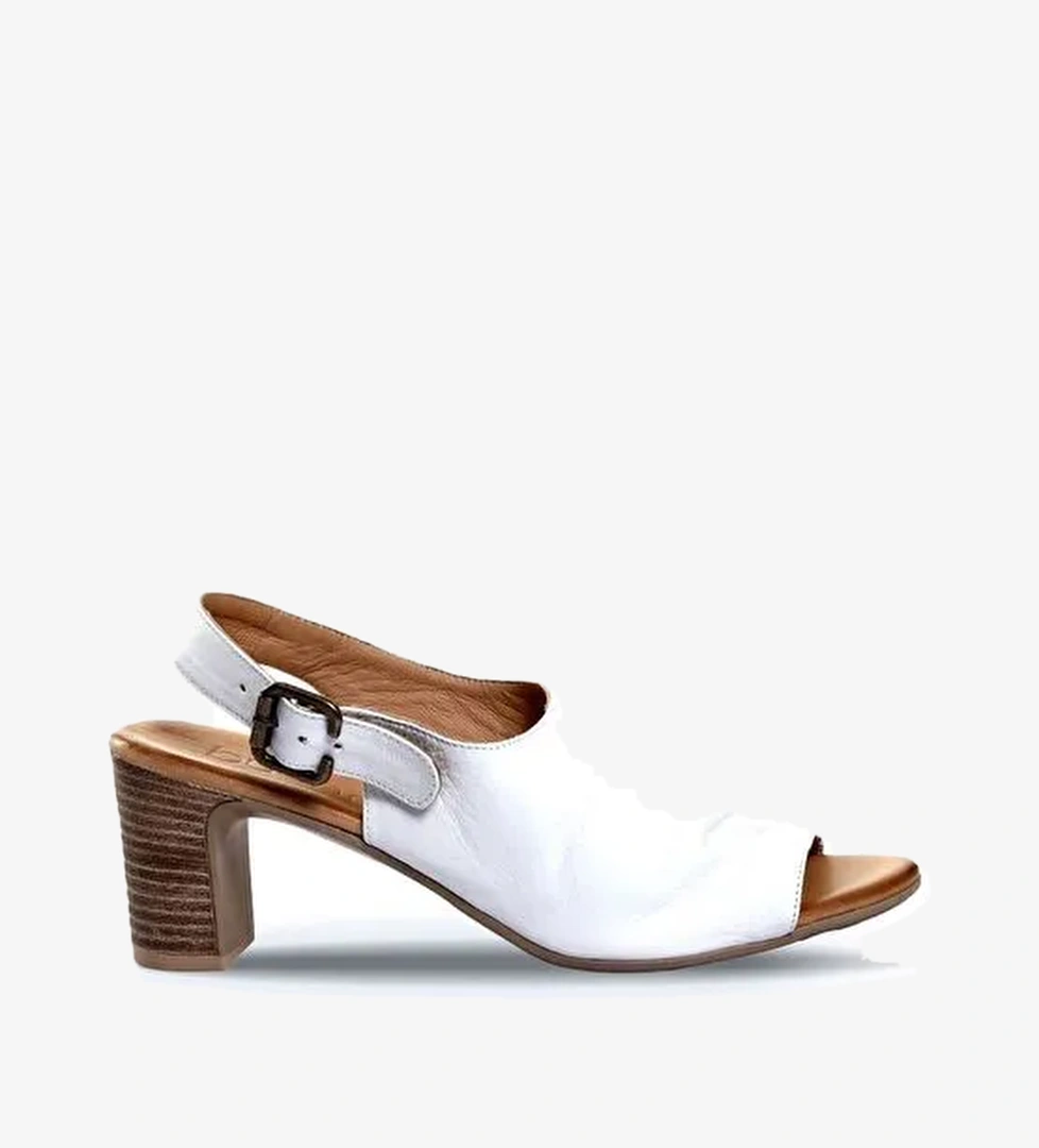 Bueno Shoes Beyaz Deri Kadın Topuklu Sandalet 01wn1513 - Görsel 1