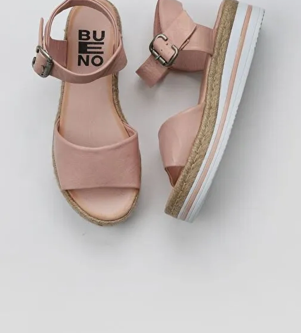 Bueno Shoes Pudra Deri Kadın Dolgu Topuklu Sandalet 01ws4216 - Görsel 1