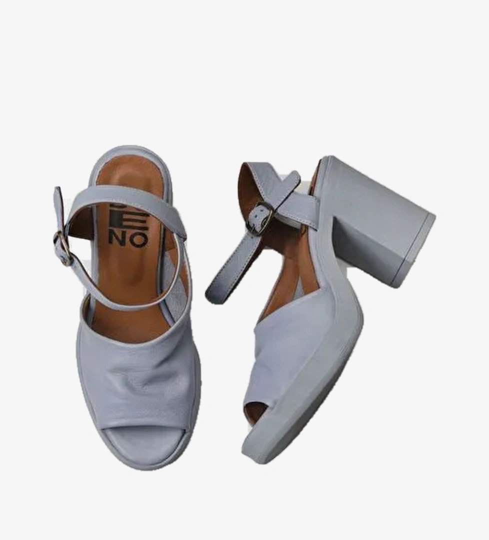 Bueno Shoes Mavi Deri Kadın Topuklu Sandalet 01wy12303