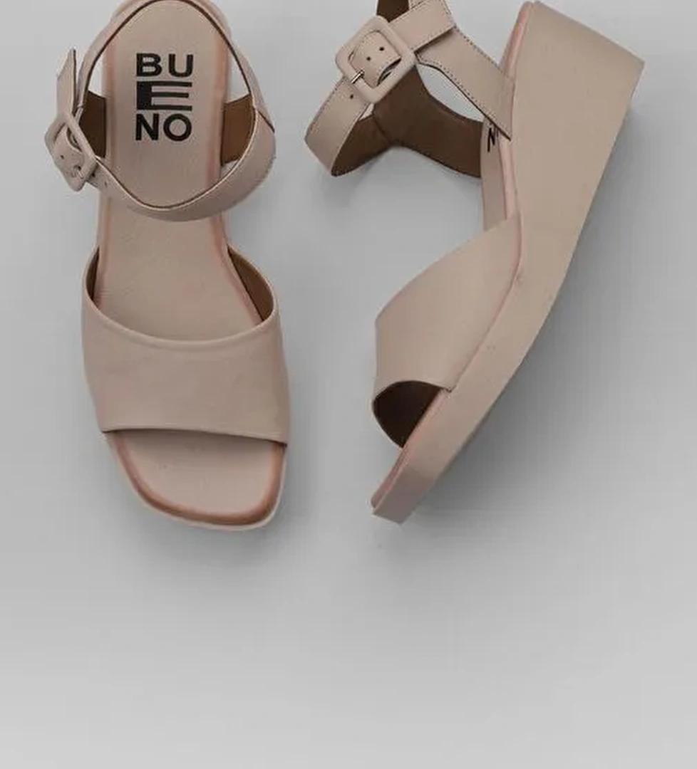 Bueno Shoes Pembe Pembe Deri Kadın Dolgu Topuklu Sandalet 01wy2400 - Görsel 1