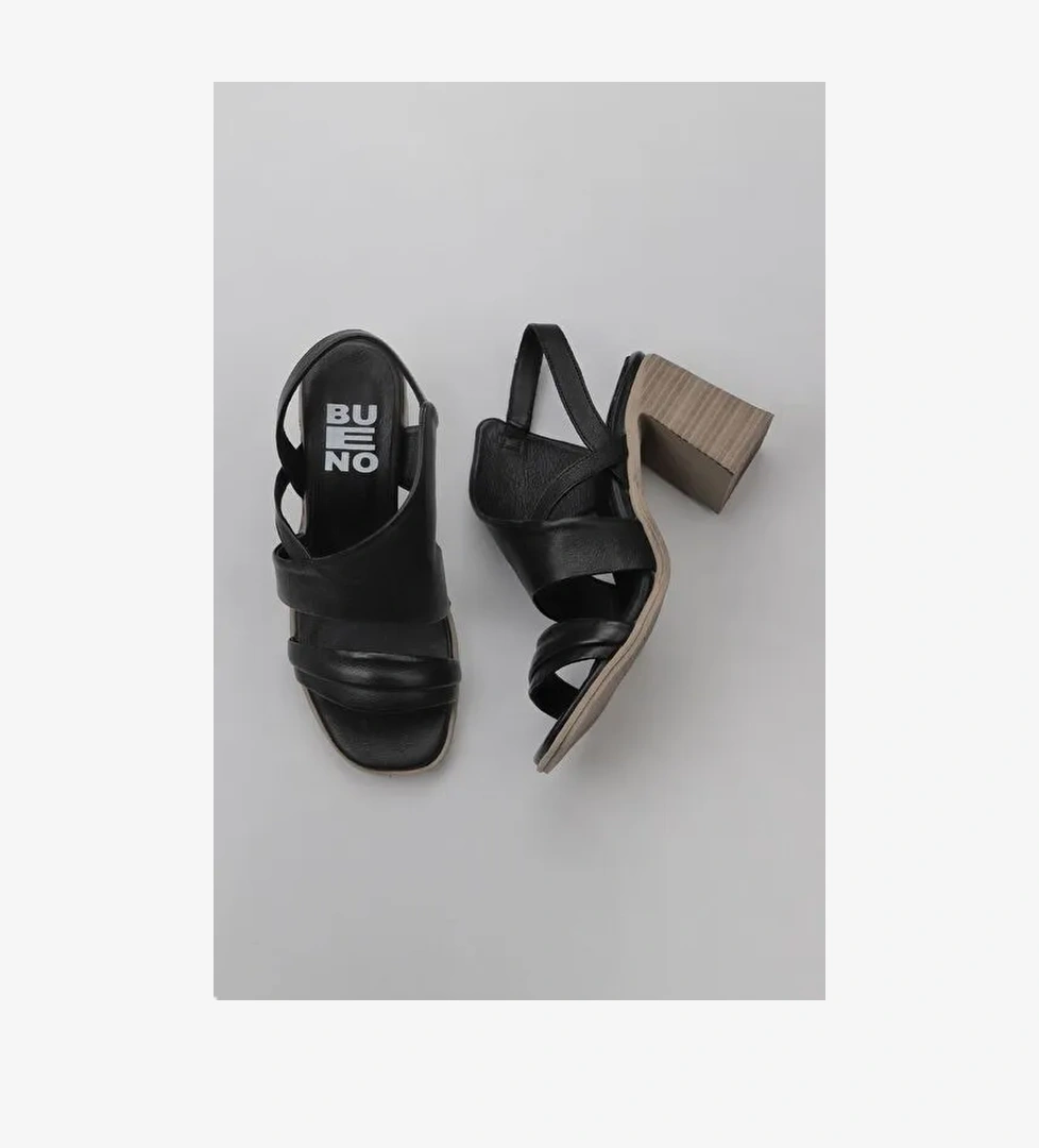Bueno Shoes Siyah Deri Kadın Topuklu Sandalet 01wy3705 - Görsel 1