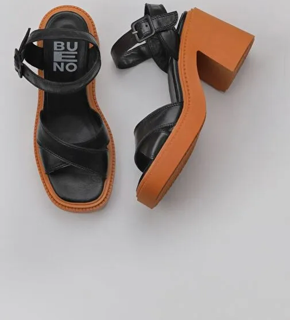 Bueno Shoes Siyah Deri Kadın Topuklu Sandalet 01wy12704 - Görsel 1