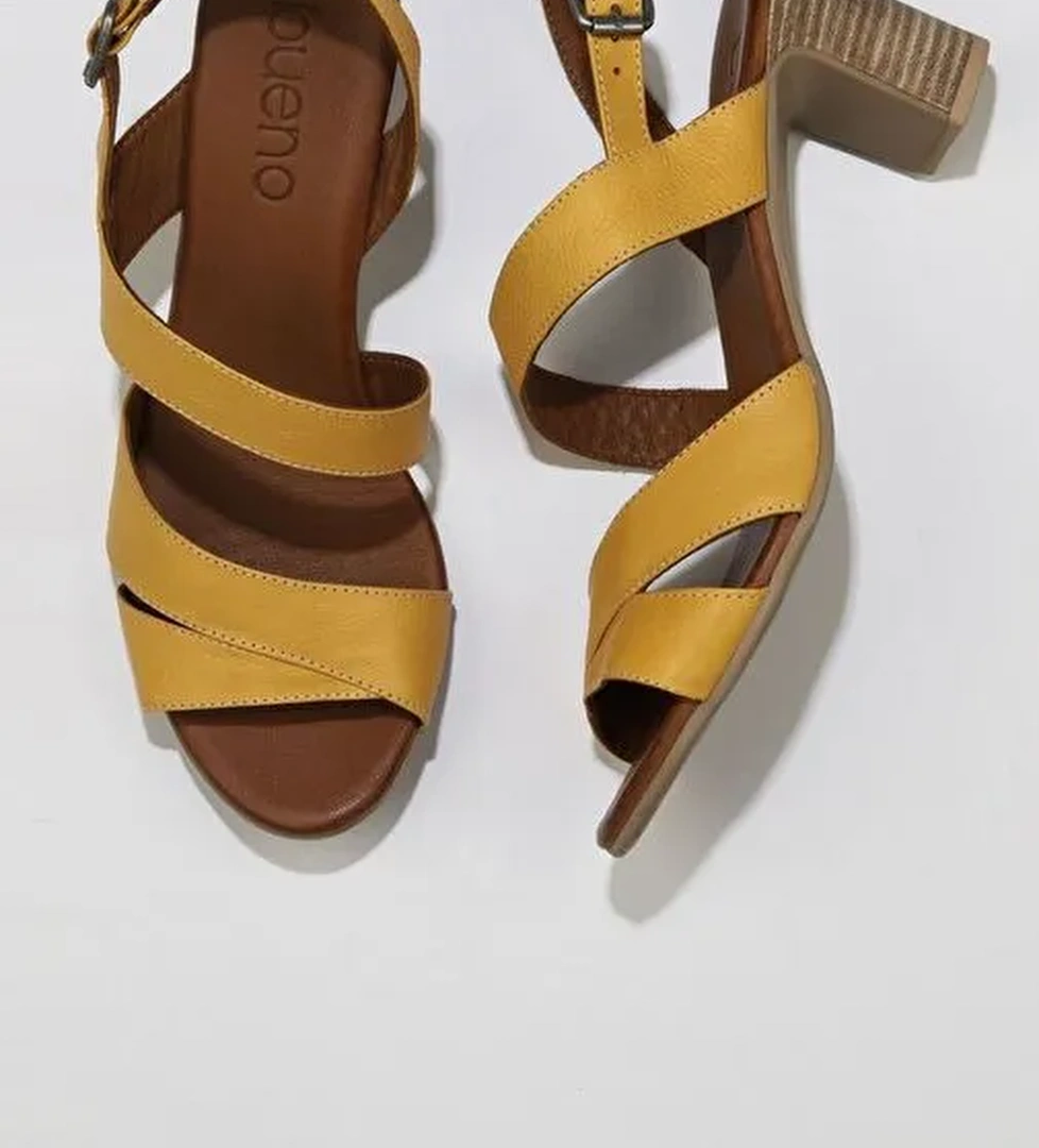 Bueno Shoes Sarı Deri Kadın Topuklu Sandalet 01wq8503 - Görsel 1