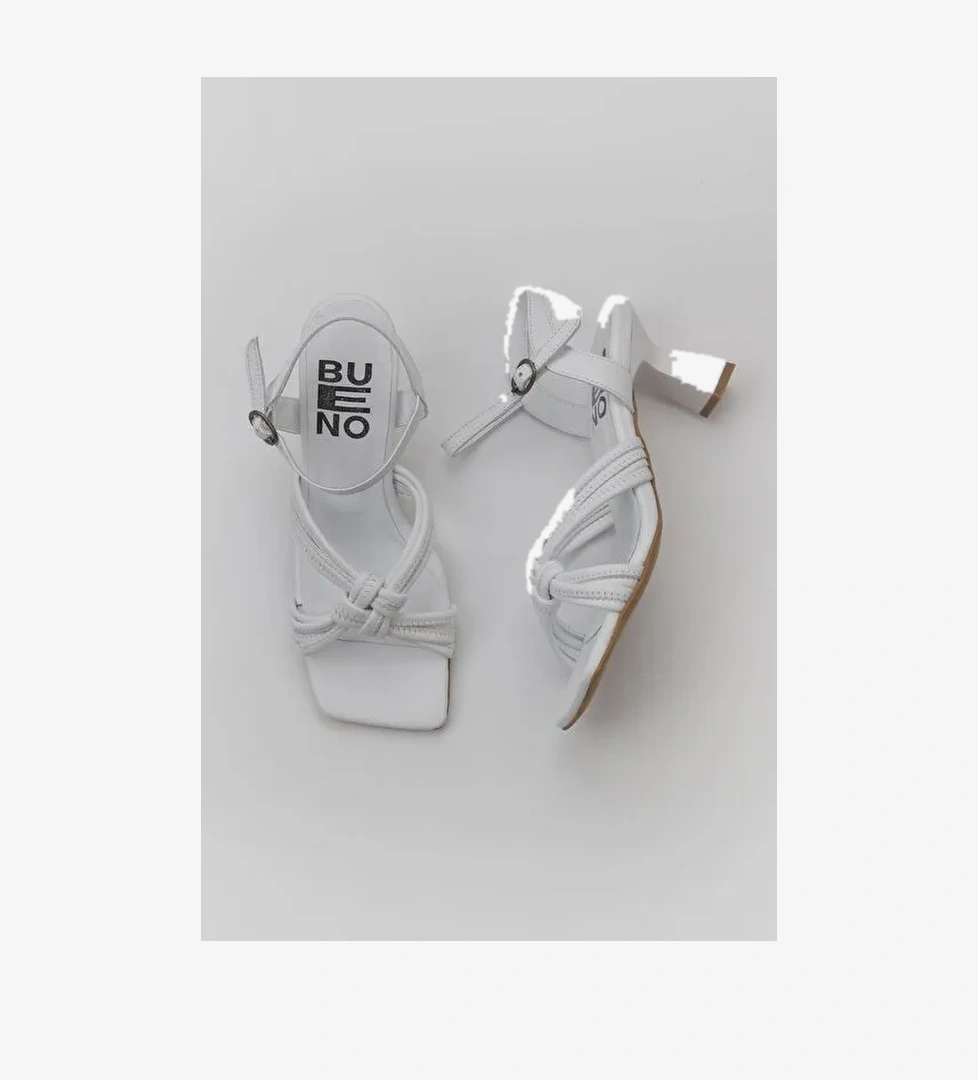 Bueno Shoes Beyaz Deri Kadın Topuklu Sandalet 01wy6805 - Görsel 1