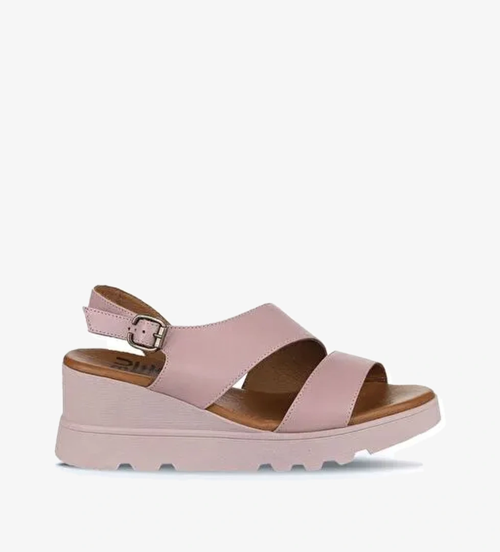 Bueno Shoes Gül Kurusu Deri Kadın Dolgu Topuklu Sandalet 01wy8602 - Görsel 1