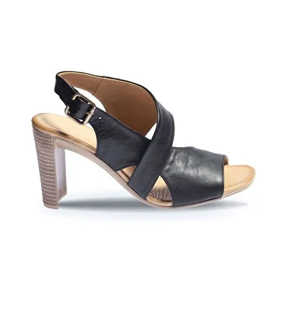 Bueno Shoes Siyah Deri Kadın Topuklu Sandalet 01wn4115 - Görsel 1