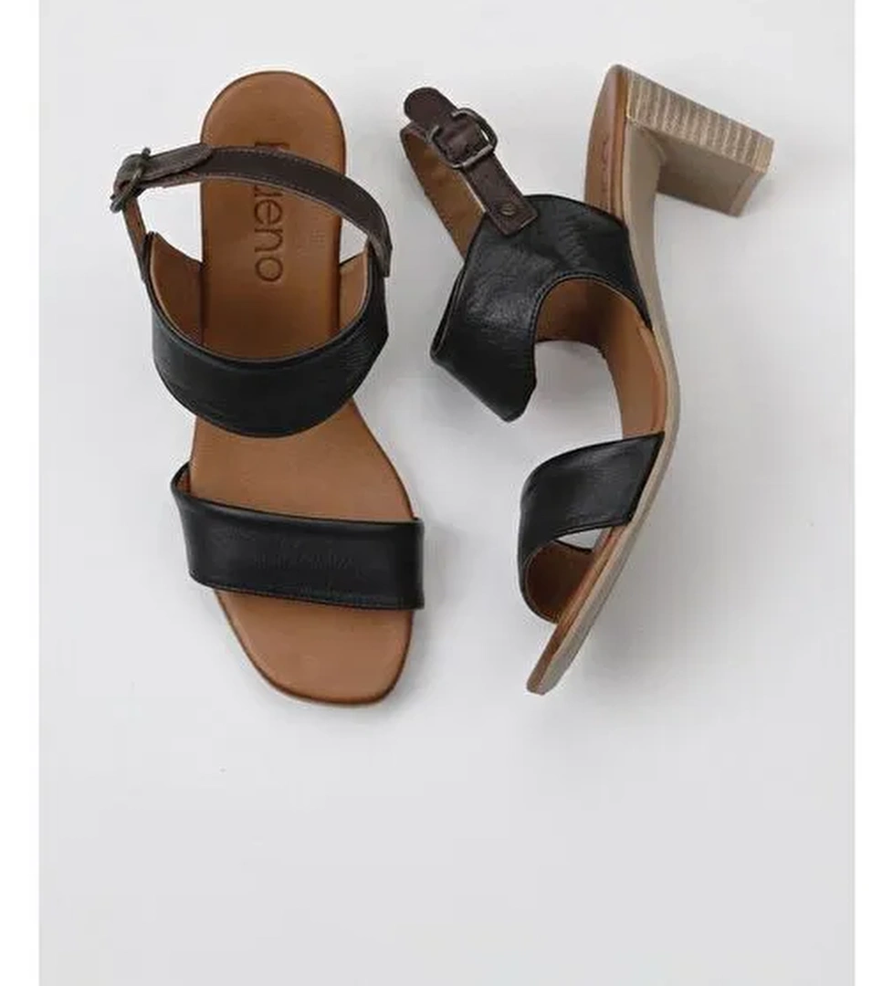 Bueno Shoes Siyah Deri Kadın Topuklu Sandalet 01wu11100 - Görsel 1