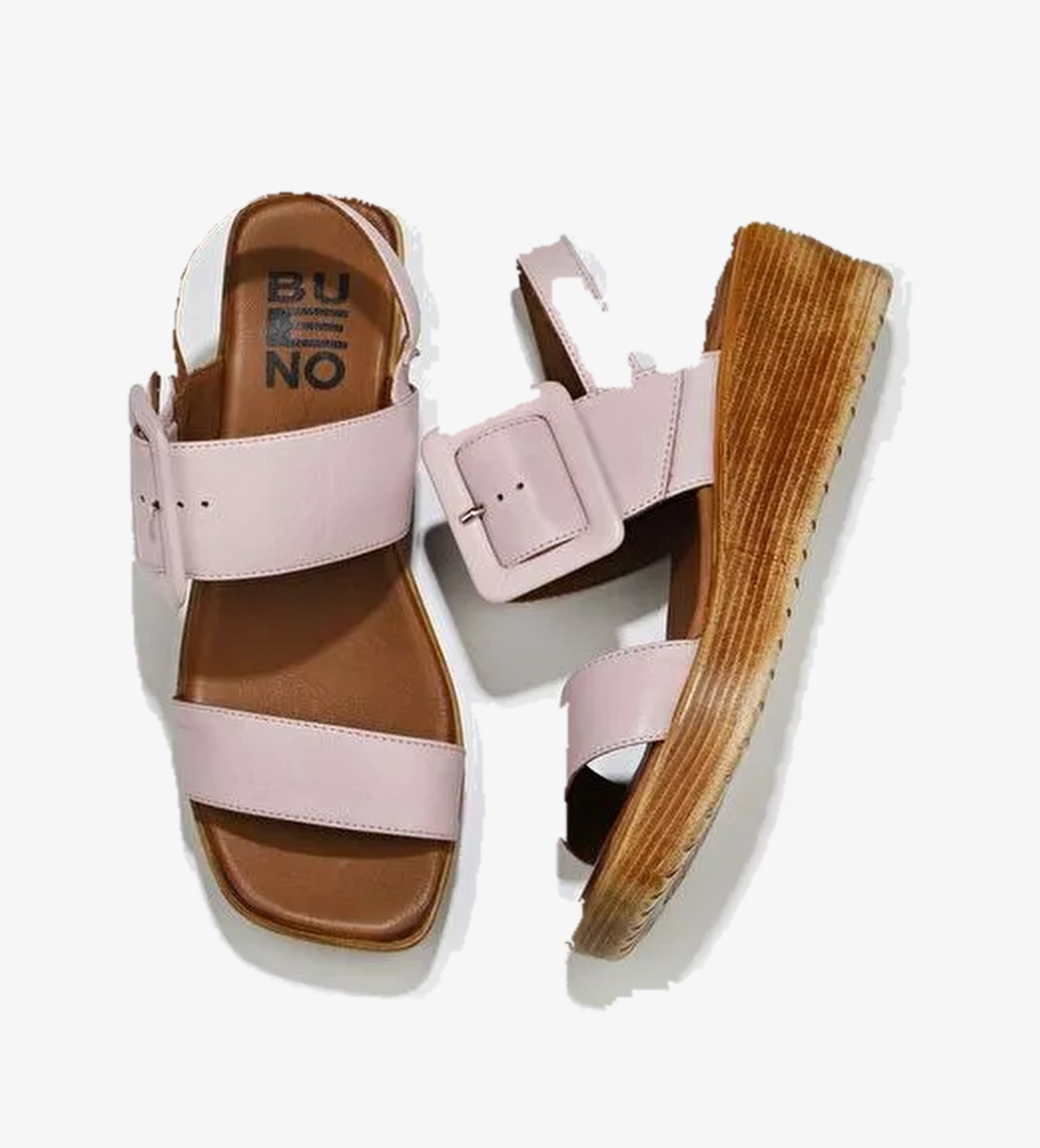 Bueno Shoes Pembe Deri Kadın Dolgu Topuklu Sandalet 01ws5908 - Görsel 1