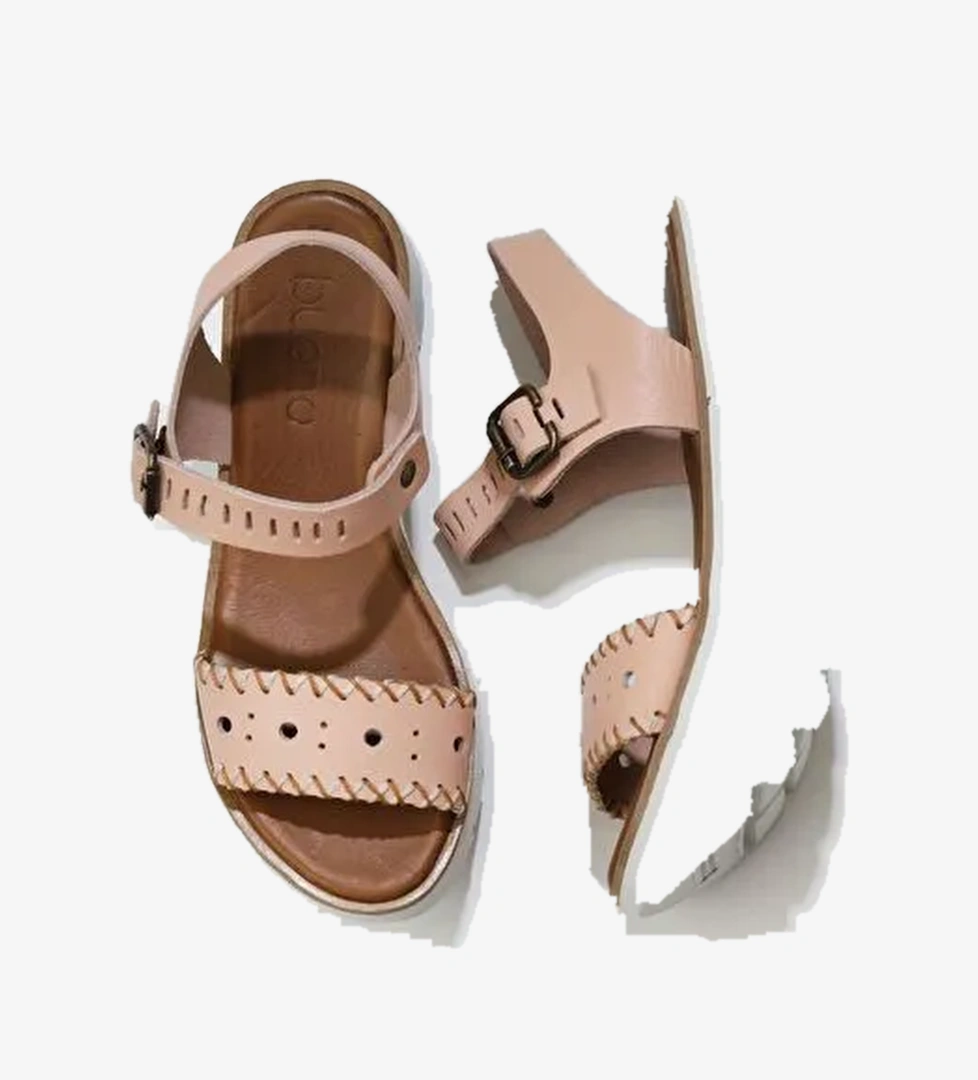 Bueno Shoes Pudra Deri Kadın Dolgu Topuklu Sandalet 01ws7700 - Görsel 1