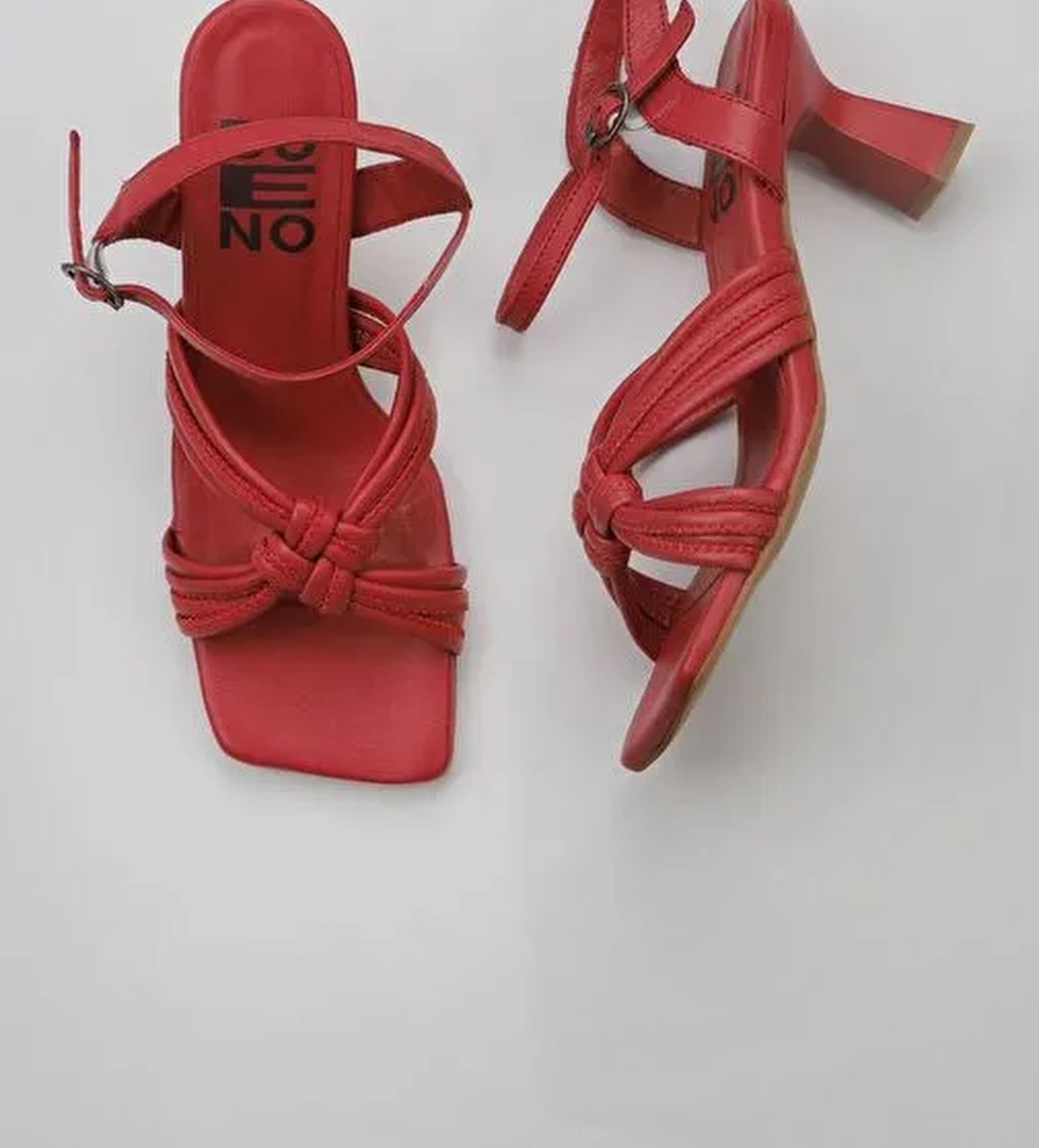 Bueno Shoes Kırmızı Deri Kadın Topuklu Sandalet 01wy6805 - Görsel 1