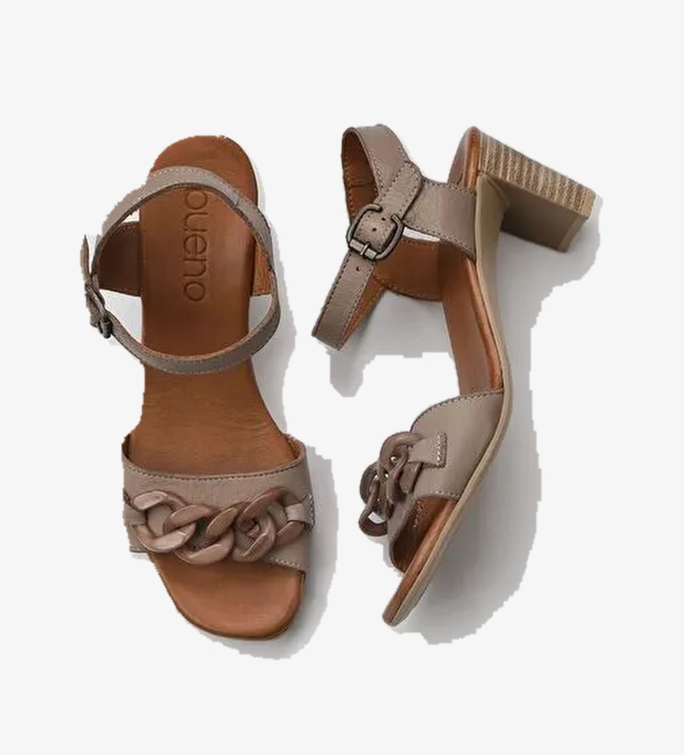 Bueno Shoes Gri Deri Kadın Topuklu Sandalet 01wu11101 - Görsel 1