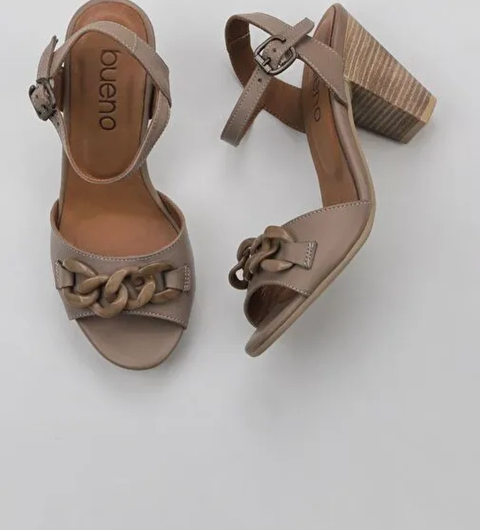 Bueno Shoes Gri Deri Kadın Topuklu Sandalet 01wu11200 - Görsel 1