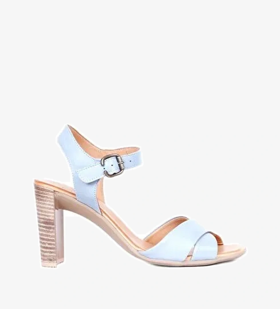 Bueno Shoes Mavi Deri Kadın Topuklu Sandalet 01wq4202 - Görsel 1