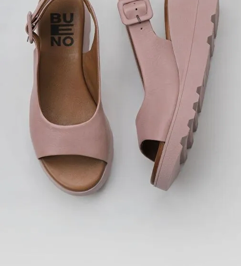 Bueno Shoes Gül Kurusu Deri Kadın Dolgu Topuklu Sandalet 01wy8600 - Görsel 1