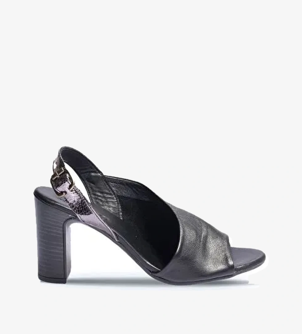 Bueno Shoes Siyah Deri Kadın Topuklu Sandalet 01wn4304 - Görsel 1