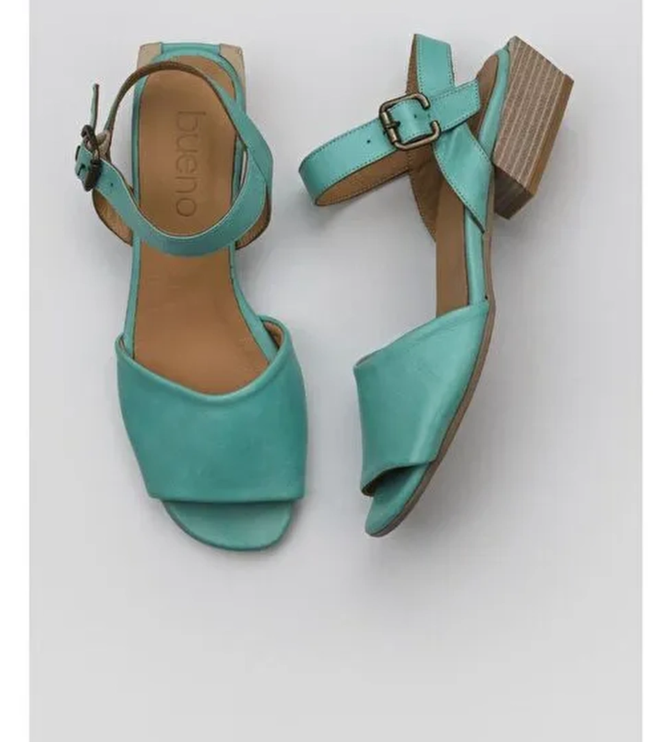 Bueno Shoes Yeşil Deri Kadın Topuklu Sandalet 01ws7504 - Görsel 1