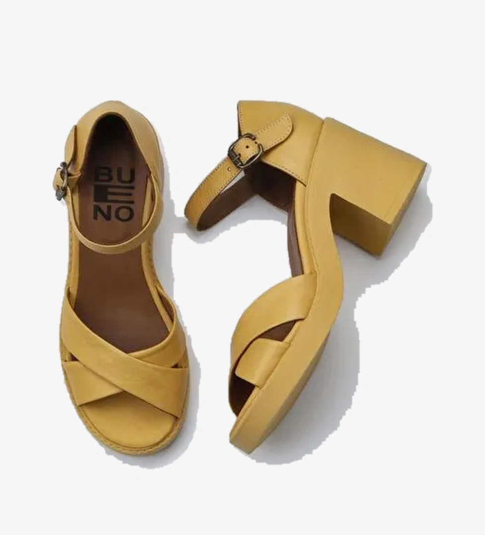 Bueno Shoes Sarı Deri Kadın Topuklu Sandalet 01wy12501 - Görsel 1