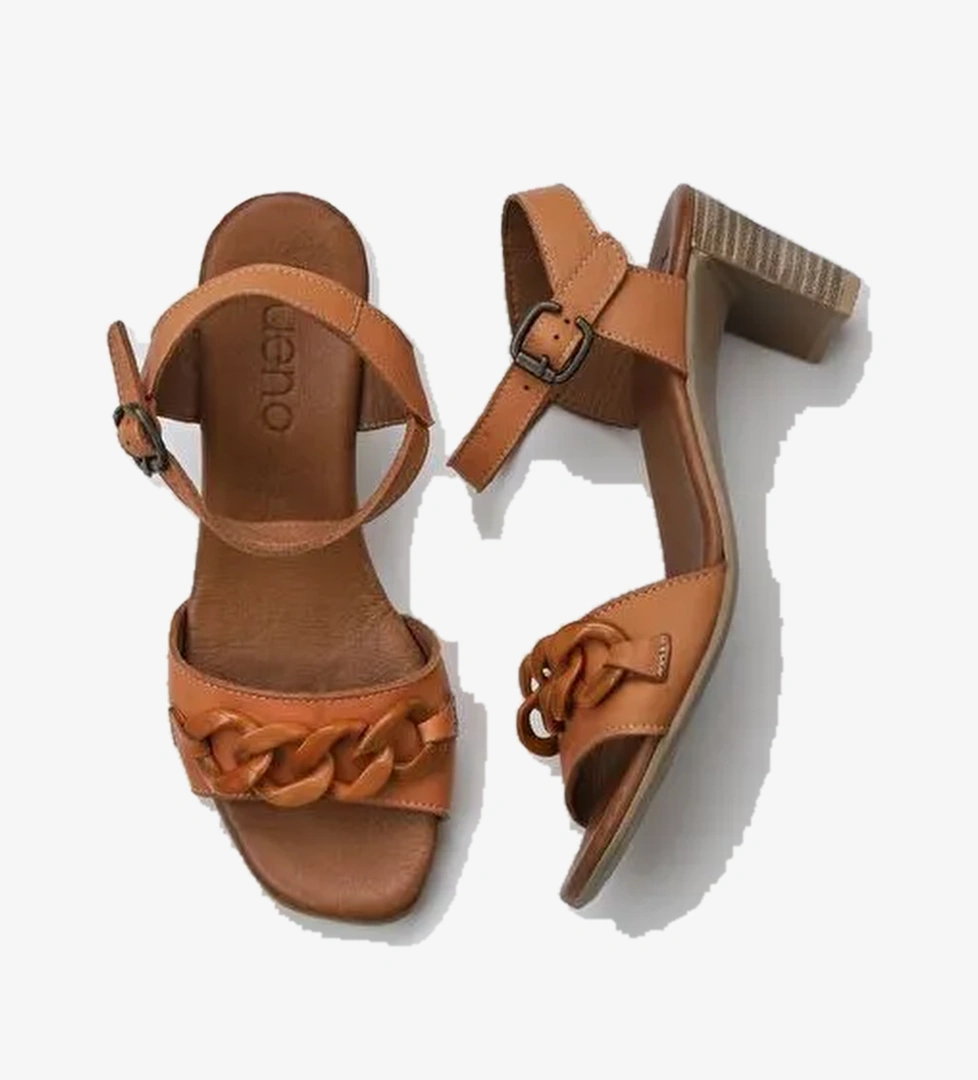 Bueno Shoes Taba Deri Kadın Topuklu Sandalet 01wu11101 - Görsel 1