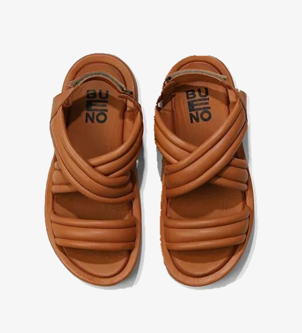 Bueno Shoes Taba Deri Kadın Dolgu Topuklu Sandalet 01wu4619 - Görsel 1