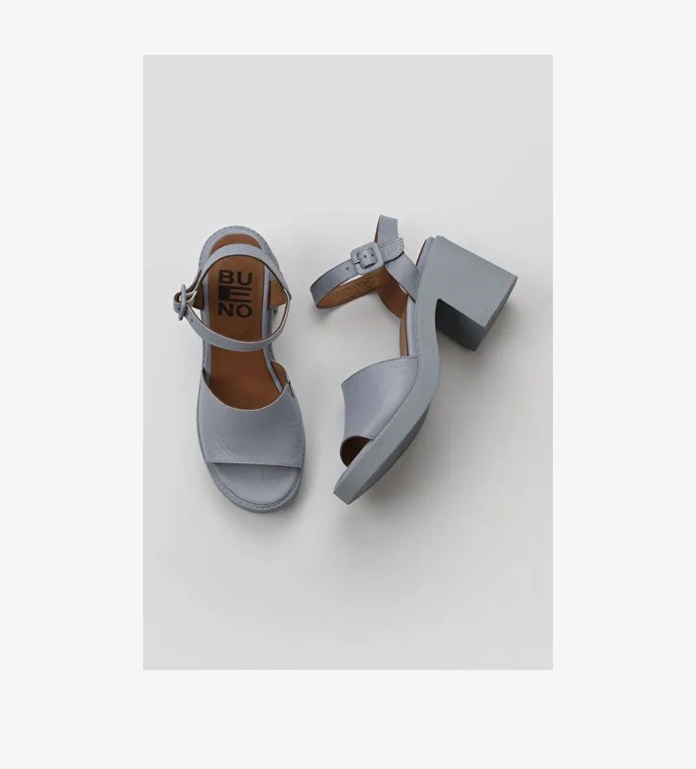 Bueno Shoes Mavi Deri Kadın Topuklu Sandalet 01wy12502 - Görsel 1